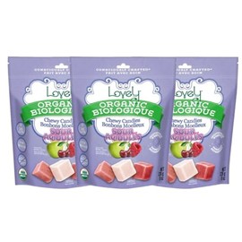 Lovely Candy Co. Organic Sour Chewy Candies 8oz Bag (3-pack), Natural Raspberry, Apple & Cherry Flavors, Vegan, Gluten Free, Non-GMO, No Artificial Ingredients