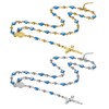 Flongo Evil Eye Rosary Necklace: Gold Classic Catholic Cross Y
