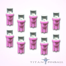 (10 Pack) - 6.3 Volt LED Bulb Flat Top 555 Base (T10) Pinball - PINK