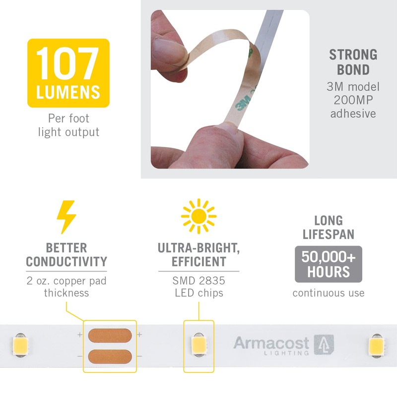 Armacost Lighting RibbonFlex Home 12V White LED Strip Light Tape