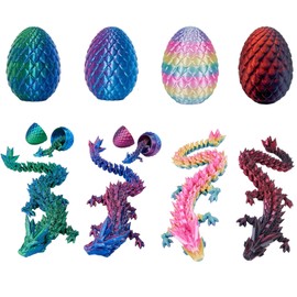 3D Printed Dragon, 4 Pack 3D Dragon Eggs, Fantasy Decor for Desk, Easter Basket Fillers, Creative Storytelling Props
