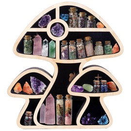 DigNew Mushroom Floating Shelves,Cute Mushroom Wall Decor,Multi Layer Wooden Storage Shelf, Home Creative Storage Shelf,Crystal Display Shelf for Wall, Perfect Decoration and Storage Gift