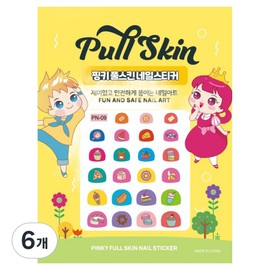 Pinky Tonky Kids Full Skin Nail Sticker, AN-09 (Sweet Snack), 6 pcs / 핑키통키 키즈 풀스킨 네일스티커, AN-09(달콤 간식), 6개