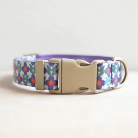 YUDOTE Designer Dog Collar in Floral Pattern Cute Dog Collars for Small Medium Large Dogs and Puppy (Purple Flower,M)