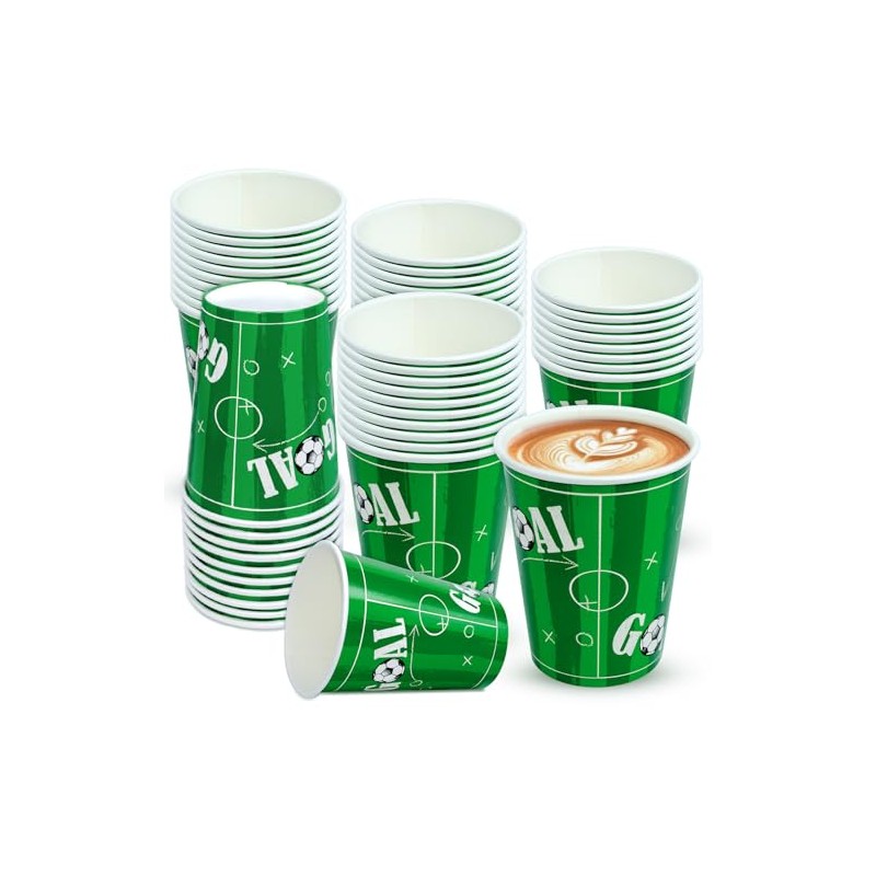 BFB Football Paper Cups Disposable 12oz Pack of 50 Party