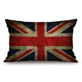 Vintage British Flag Waist Lumbar Cotton Linen Throw Pillow case Cushion Cover for Sofa Home Decorative Oblong 12x20 Inches