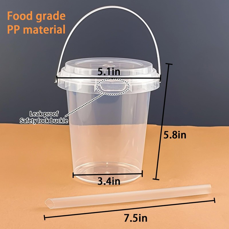 30 Sets - 34 oz Plastic Cups with Lid and