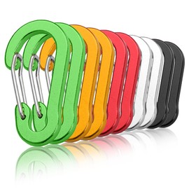 Poraceous Pack of 10 Carabiner Hooks, φ7 × 70 mm Carabiner Aluminium Carabiner Hook Large D-Ring Carabiner Key Ring for Outdoor Sports, Hiking, Camping, Fishing, Backpack, Dog