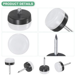 M METERXITY 24-Pack Furniture Sliders, 0.6" Nail-on Chair Leg Protectors for Hardwood Floors/Table/Chair/Wooden Floors, Furniture Glides [White]