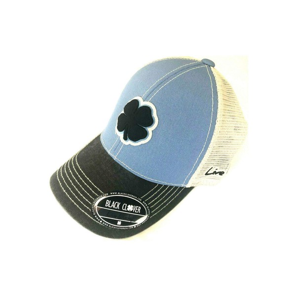 Black Clover New Two Tone Vintage 19 Snapback Mesh Adjustable Black/White/Stone Blue Hat