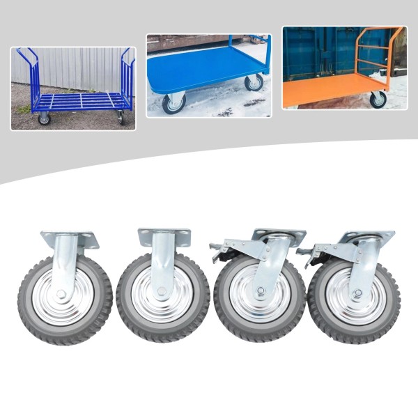 Unbranded 4PCs 8 inch Dustproof Handling Wheels Fixed+Brake Heavy Duty