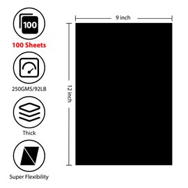 100 Sheets Black Cardstock 9” x 12”, 92lb/250gsm Black Card Stock, Thick Card Stock Paper, Heavy Cardstock Paper for Printer, Resume, Scrapbooks, Art, Crafts, Business Cards