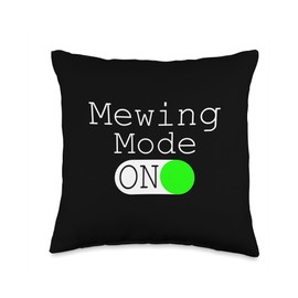Mewing Mode On - Funny Mew Meme Throw Pillow
