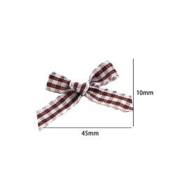 50pcs Mini Gingham Ribbon Gift Bows Brown Tiny Checkered Ribbon Bow for DIY Sewing Wedding Birthday Party,45 * 10mm