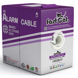 Fast Cat. 18 AWG/Gauge, 4 Conductor, 7 Stranded Copper Fire/Alarm Wire/Security Cable - PVC Jacket, Unshielded, (CMR-CL3R-FT4) Rated in-Wall Use- UL Rated - 500Ft Pull Box - Grey