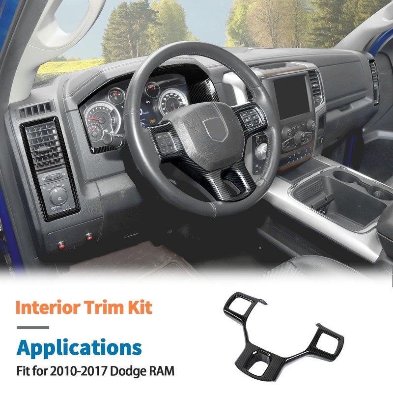JeCar 4pcs Carbon Fiber Interior Trim Kit for 2010-2017 Dodge
