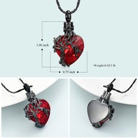 Imrsanl Heart Tree of Life Urn Necklace Cremation Jewelry for Men Women Keepsake Memorial Ash Jewelry Gifts Urn Pendant (B-Red)