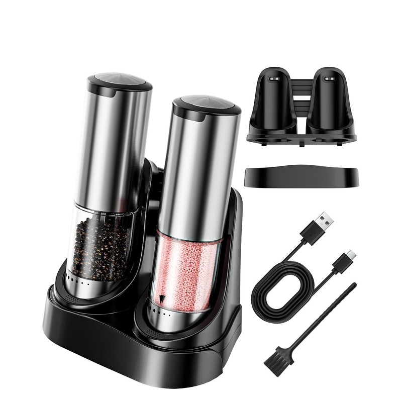 BZPP Electric Salt and Pepper Grinder Set - 6 Adjustable