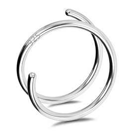OUFER 20G 8 mm Nose Piercing Silver 925 Double Hoop Nose Ring Nose Ring Spiral Nose Piercing Nose Stud Nostril Plug Nose Stud Jewellery Nose Earring Women Men, Silver