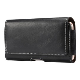 DFV mobile - Horizontal Leather Holster with Belt Loop for Karbonn A29 Smart A29 - Black