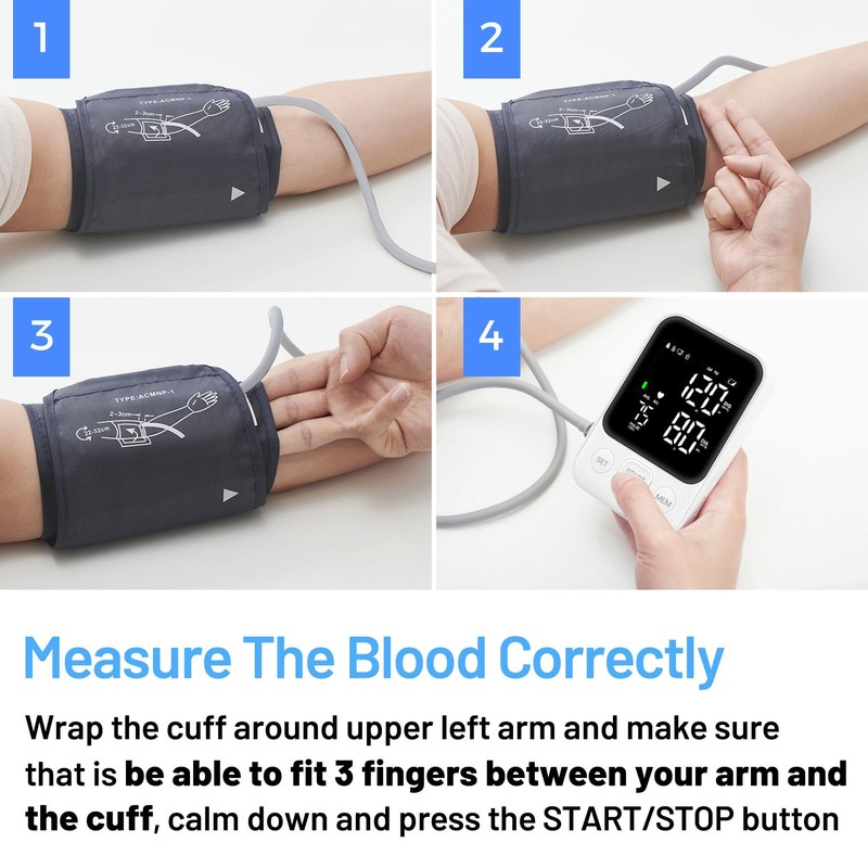 Blood Pressure Monitor Upper Arm Machine Accurate Adjustable BP Cuff