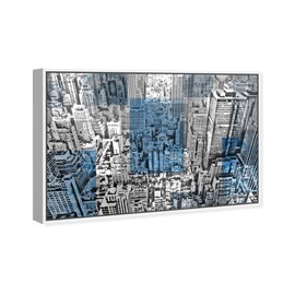 Hatcher and Ethan Skylines Wall Art Framed Canvas Prints 'Pale Cityscape' World Cities Home Décor, 30" x 20", Gray, Blue