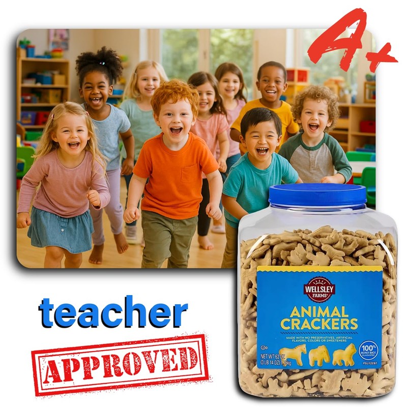 Wellsley Farms Animal Crackers 62oz. Resealable Tub.