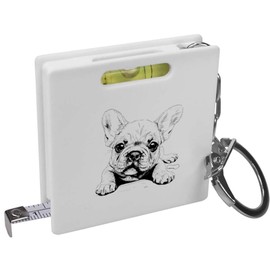 Azeeda 'French Bulldog Puppy Laying Down with Bone' Keyring Tape Measure/Spirit Level Tool (KM00038439)