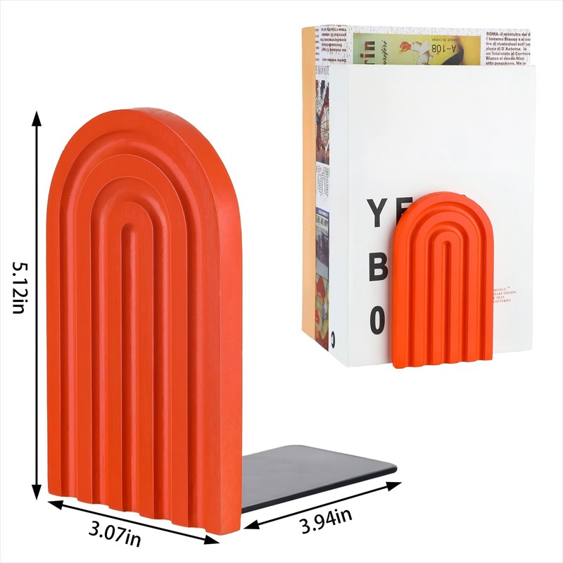 Harloon Boho Bookends Cute Boho Bookshelf Rainbow Book Ends Wood