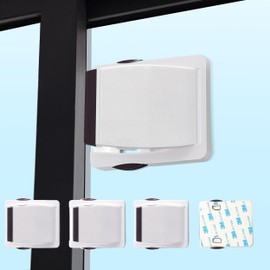 Techoln Sliding Door Lock - 4 Pack Baby Safety Slide Window Locks for Kids, No Drilling Tools Needed, Child Proof Cabinet Locks