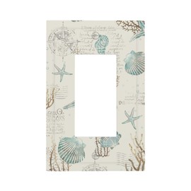 Nautical Compass Starfish Beach Conch 1 Gang Rocker/GFCI Outlet Light Switch Wall Plate Cover Faceplate Decorative Faceplate for Bathroom Home Living Room Bedroom Decorate