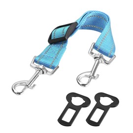 YAODHAOD Dog Collar Clip Dog Car Seat Belt, Reflective Fork Clip, Dog Safety Belt for Collar and Car Plug Safety Clip (Blue, 20-30 cm)