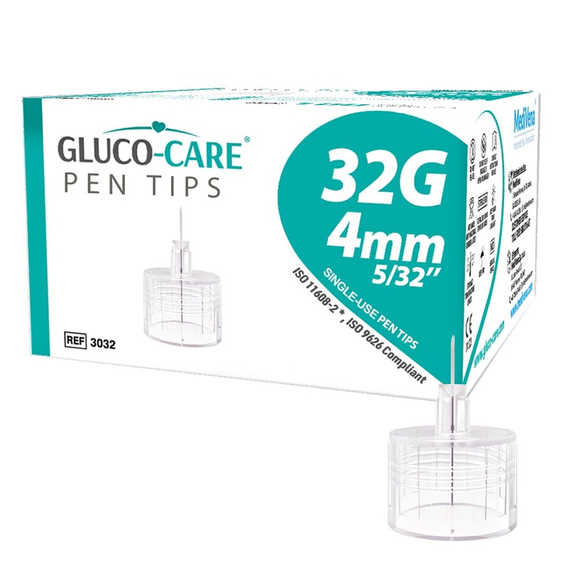 GLUCO-CARE Pen Tips 32G x 4mm, Universal Fit, 100/bx, Comfort