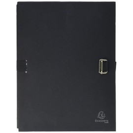 Exacompta - Ref 721E - Expanding Folder - 240 x 320mm in Size, Suitable for Storing A4 Documents, Expands Up To 13cm , Coloured Canvas with Matching Strap - Black