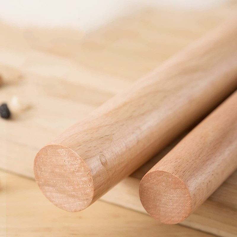 Pack of 3 Wooden Rolling Pin, Beech Wood Rolling Pin,