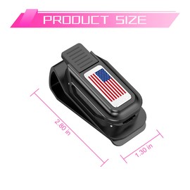 HZEL Sunglasses Holders for Car Sun Visor, Magnetic American Flag Auto Glasses Ticket Card Hanger Clip, Patriotic Vehicle Interior Eyeglass Mount Accessories, Universal for SUV Truck (Black/Silver)