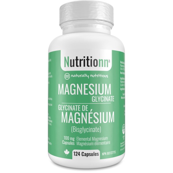 Magnesium Glycinate Supplement - 124 Capsules x 100 mg Elemental