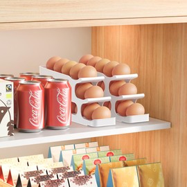 Egg Holder for Fridge, Auto Rolling Egg Dispenser/Organizer/Storage/Container for Refrigerator, Countertop, Kitchen, Space-saving Egg Tray for 36 Eggs, 3 Tiers, 2 Packs