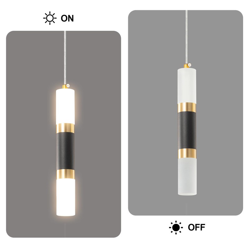 ZYBWL Modern Black Kitchen Island Light Fixture Dimmable LED Mini