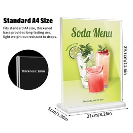 Pack of 3 A4 Acrylic Table Stand A4 Acrylic T Stand Acrylic Table Stand A4 Menu Card Holder Advertising Stand Acrylic Stand for Photos, Office, Restaurant, Cafe, Shop