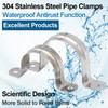 U-Pipe Clamps 60 mm, 2.4 Inch Pipe Bracket Stainless Steel