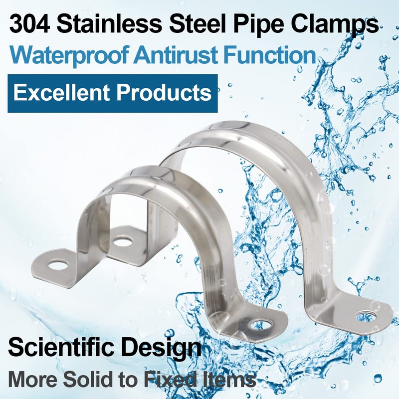 U-Pipe Clamps 60 mm, 2.4 Inch Pipe Bracket Stainless Steel