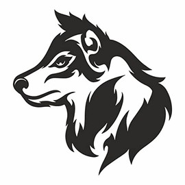 AMA SHOP PVC Sticker Prespaced Wolf Mod.8 Black | Sticker for Helmet, Motorcycle, Camper, Boat, Car, PC | Car Tuning | Funny Stickers