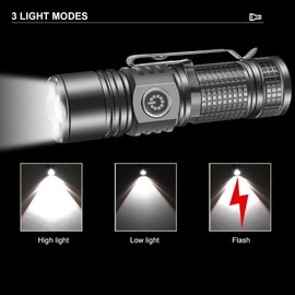 WINDFIRE Mini LED Flashlight Rechargeable, Small Flashlights High Lumens 1000 Lumens Super Bright Pocket EDC Flash Light 3 Modes Magnetic Handheld Powerful with Clip for Camping Hiking Fishing