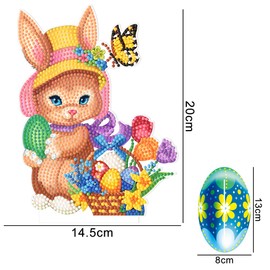 EXQULEG 5D DIY Easter Rabbit Diamond Painting Kits, Easter DIY Diamond Painting Ornaments, Easter Decoration Gift, Door Decoration, Wall Decoration for Home (#2)