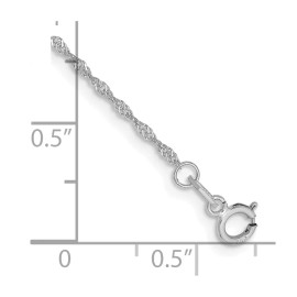 GlittersandGold 14K White Gold 10 inch 1.10mm Singapore Anklet Bracelet