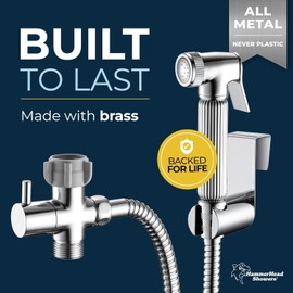 HammerHead Showers All Metal Handheld Bidet Sprayer for Toilet, Handheld Bidet Attachment with 59-Inch Hose and Leak-Proof T-Valve, Jet Spray for Toilet, Muslim Shower, Chrome
