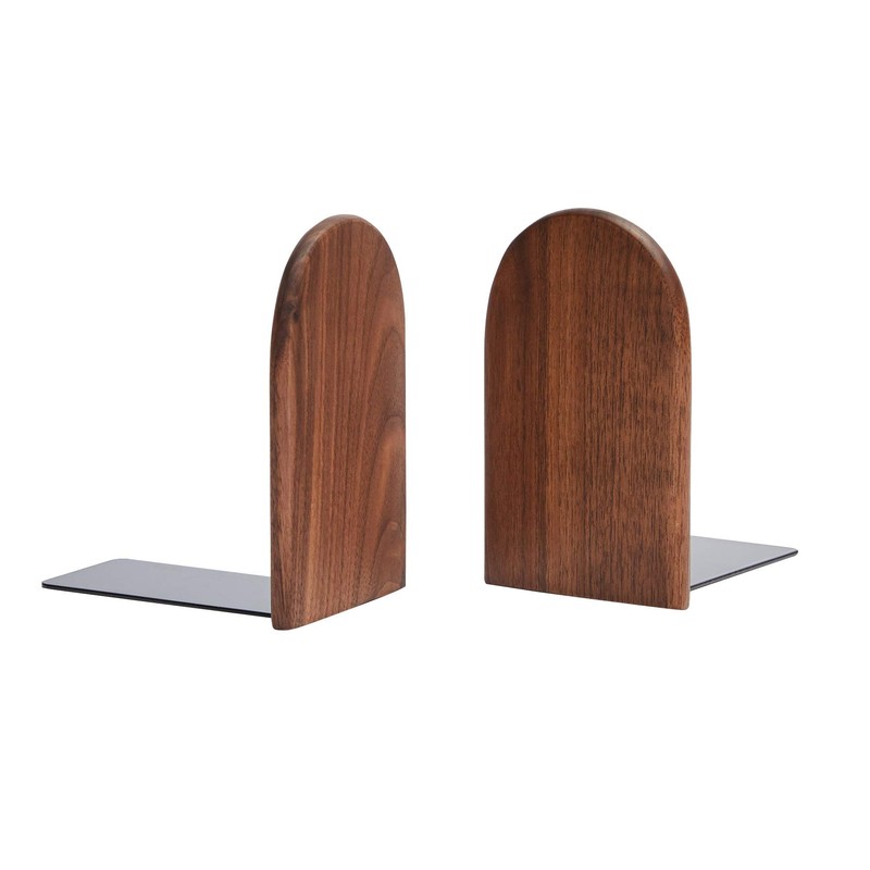 Pandapark Wood Bookends,Non-Skid Bookend for Shelves,Heavy Duty Bookends,Book Stand for