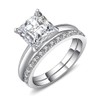 Castillna Sterling Silver Princess Cut Cubic Zirconia CZ Solitaire Engagement