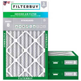 Filterbuy 12x22x4 Air Filter MERV 8 Dust Defense (3-Pack), Pleated HVAC AC Furnace Air Filters Replacement (Actual Size: 12.00 x 22.00 x 3.63 Inches)